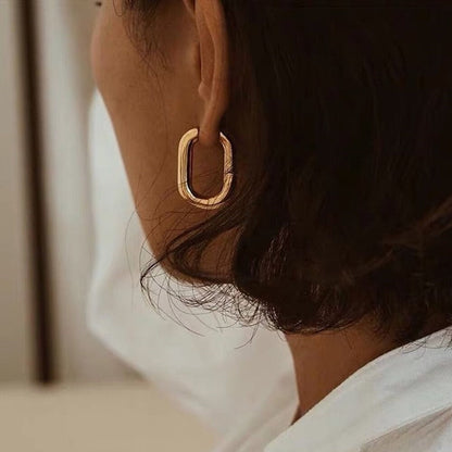 2026 New Classic Copper Alloy Smooth Metal Hoop Earrings For Woman Fashion Korean Jewelry Temperament  Daily Wear earrings