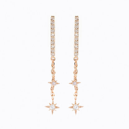 New Design Stainless Steel Cubic Zirconia Chain Hoop Earring For Women Star Moon Pendant Cartilage Earring Piercing Jewelry